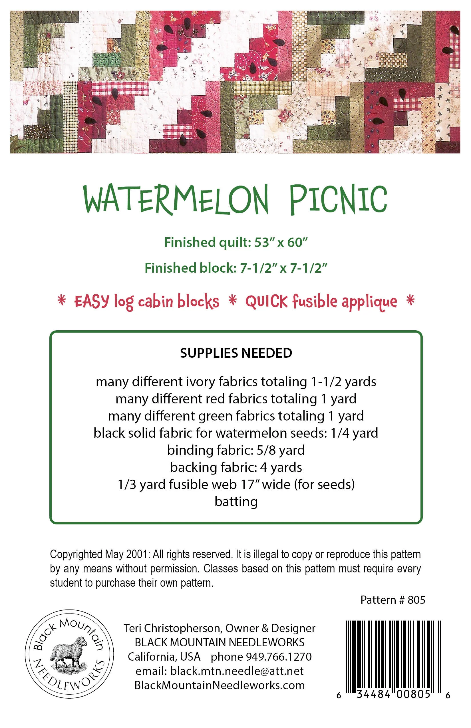 Watermelon Picnic Quilt Pattern - Image 3